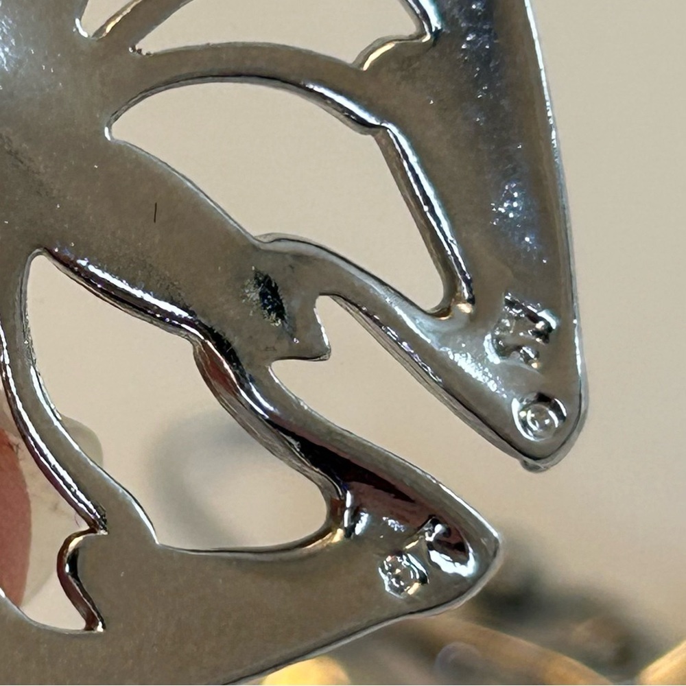 Silver Tone Cut Out Butterfly Dangle Earrings - Picture 4 of 14
